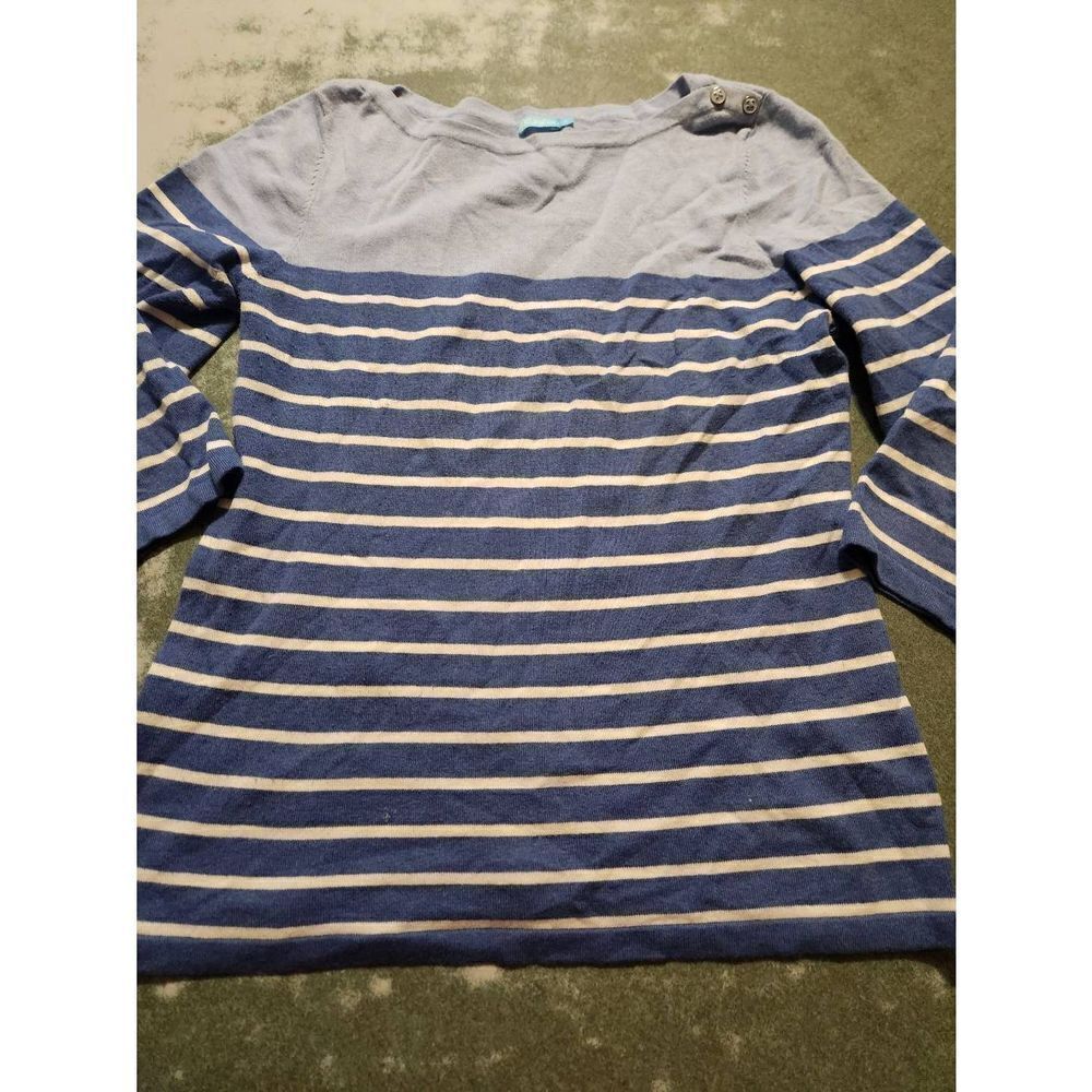 J. McLaughlin blue&white striped sweater sz Medium
